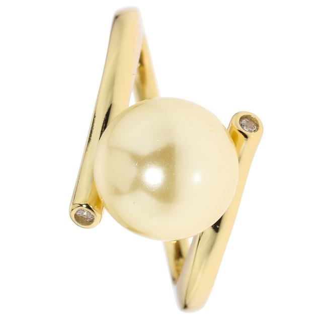 Produktbild von Croisé-Ring "Scala No. 4", Muschelkernperle, Zirkonia, vergoldet