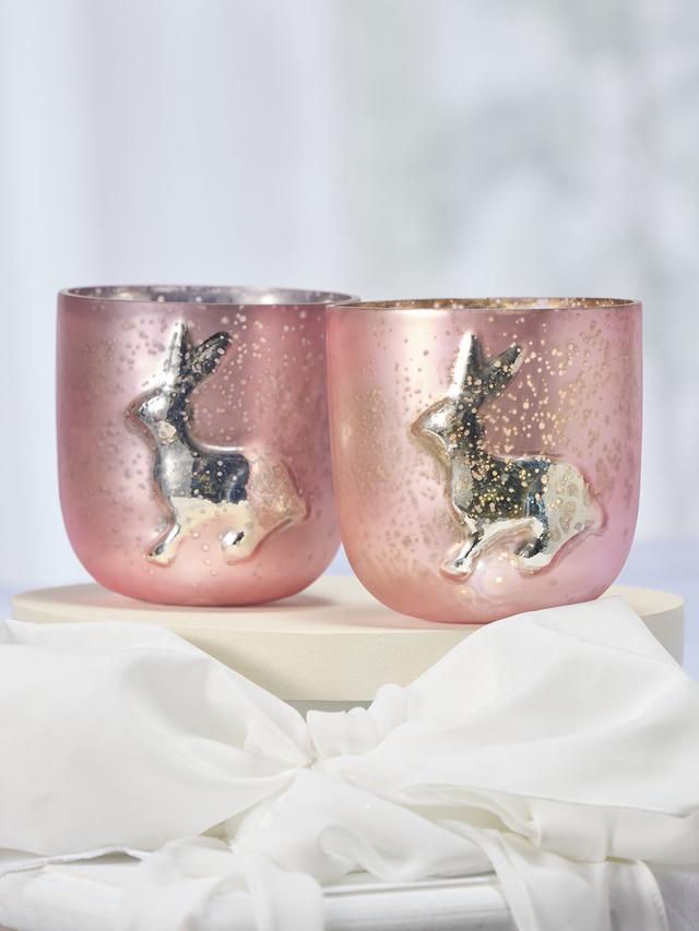 Produktbild von Glas Windlicht mit Hasen-Motiv, 2er-Set