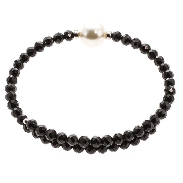 Produktbild von Wickel-Armband,1 Muschelkernperle, Black Spinell, ca. 25 ct.