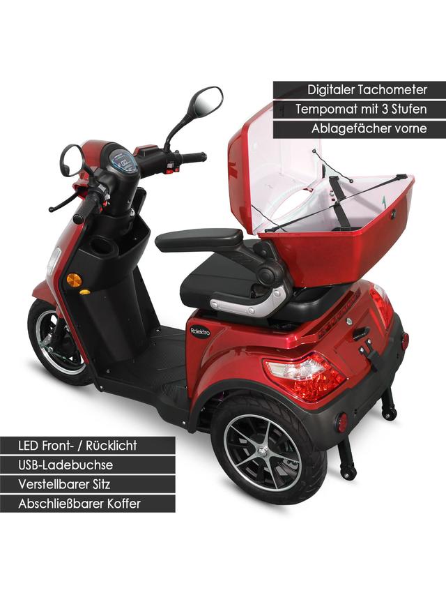 Produktbild von E-Trike "25 Pro" führerscheinfrei, ohne Helmpflicht, mit Straßenzulassung, 50 km Reichweite, bis zu 25 km/h, 1000 W