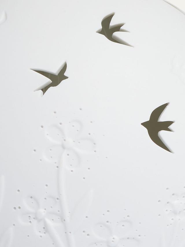 Produktbild von Tischlampe aus Keramik in Kugelform mit Vogelmotiv, E14, 16 cm, 25 W