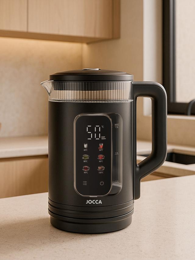 Produktbild von Jocca Glas Wasserkocher "Easy Touch" mit Touchscreen, Temperaturwahl, Warmhaltefunktion, LED Licht, 1,5 l