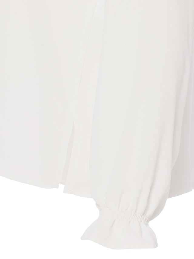 Produktbild von Rüschenbluse "Vogue" mit gesmokten Ärmel und Seitenschlitze am Saum