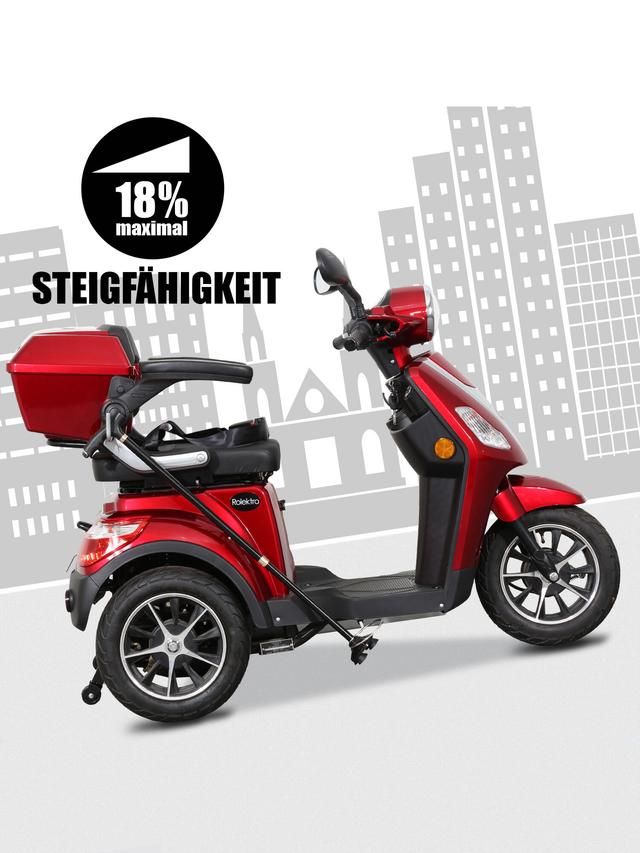 Produktbild von E-Trike "15 Pro" Blei-Gel-Akku, mit Straßenzulassung, führerscheinfrei, 50 km Reichweite, bis zu 15 km/h, 1000 W