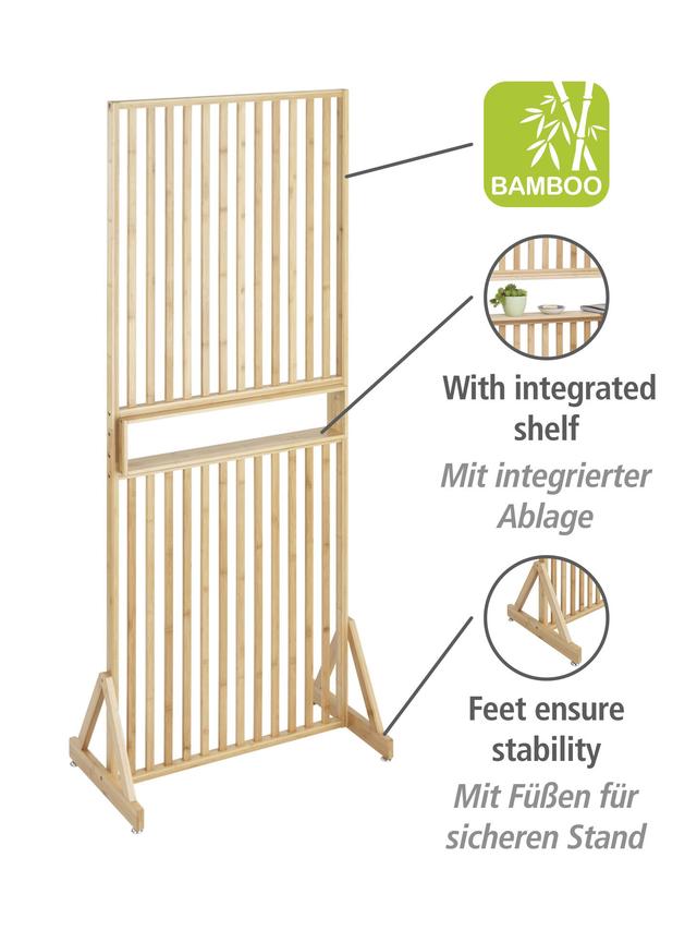 Produktbild von Raumtrenner "Kailua" mit Ablage, aus Bambus, offen