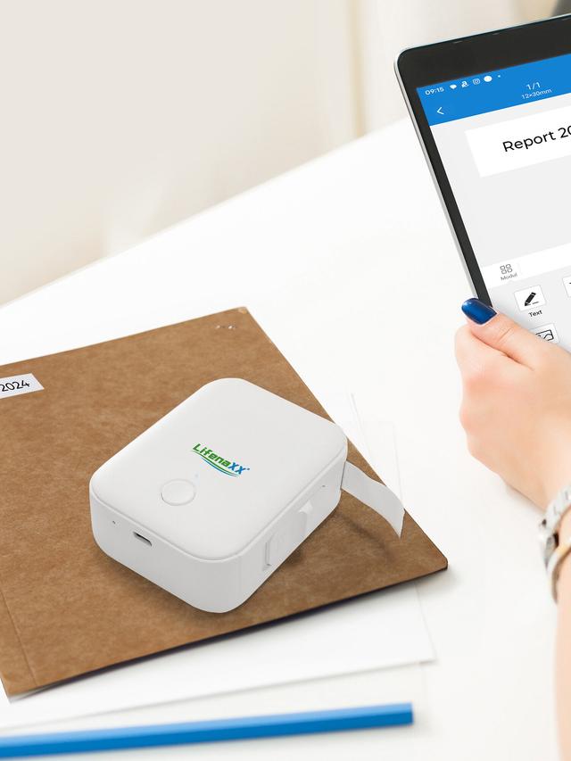 Produktbild von LifenaXX Thermo-Etikettendrucker "LX-048" ohne Tinte, Kartuschen oder Farbbänder
