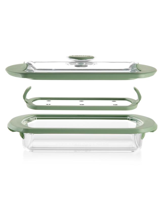 Produktbild von Dampfbox aus Glas mit Deckel und Dampfventil, Mikrowelle und Backofen, schonendes Garen, 2 Portionen, 0,75 l