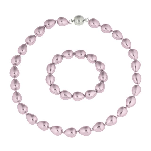 Produktbild von Collier & Armband, Muschelkernperlen, Tropfenform