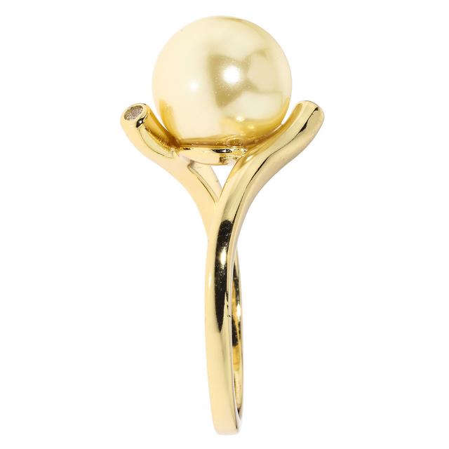 Produktbild von Croisé-Ring "Scala No. 4", Muschelkernperle, Zirkonia, vergoldet