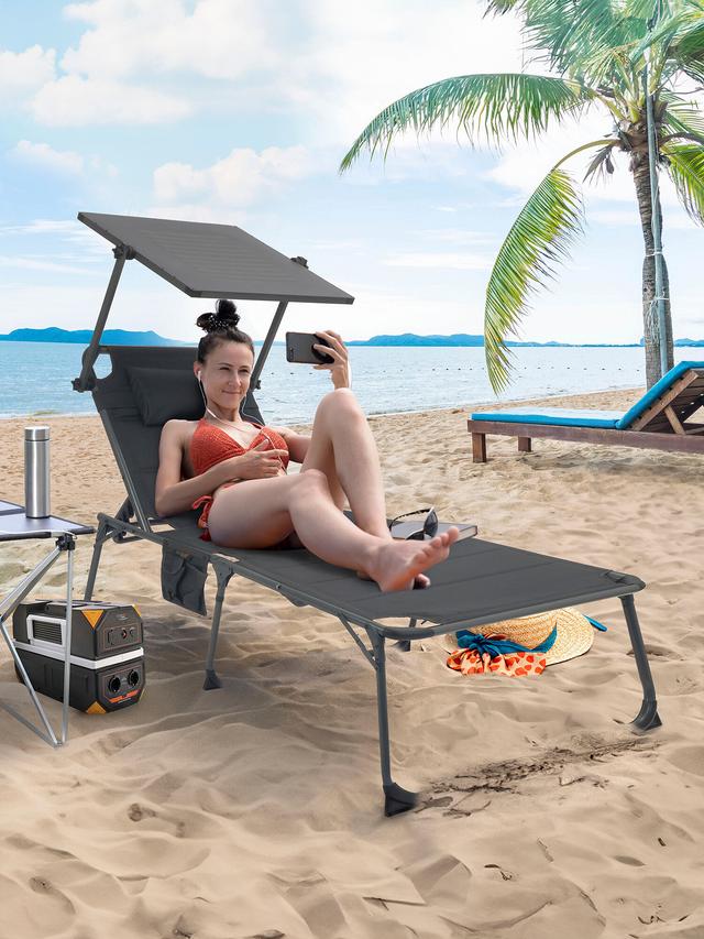 Produktbild von Technaxx Gartenliege mit Solarpanel "TX-275" mit Handy Ladestation, 20 W