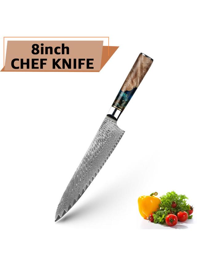 Produktbild von Damast Kochmesser "Mikkusu" inklusive Klingenschutz für dauerhafte Schärfe, 37,5 cm