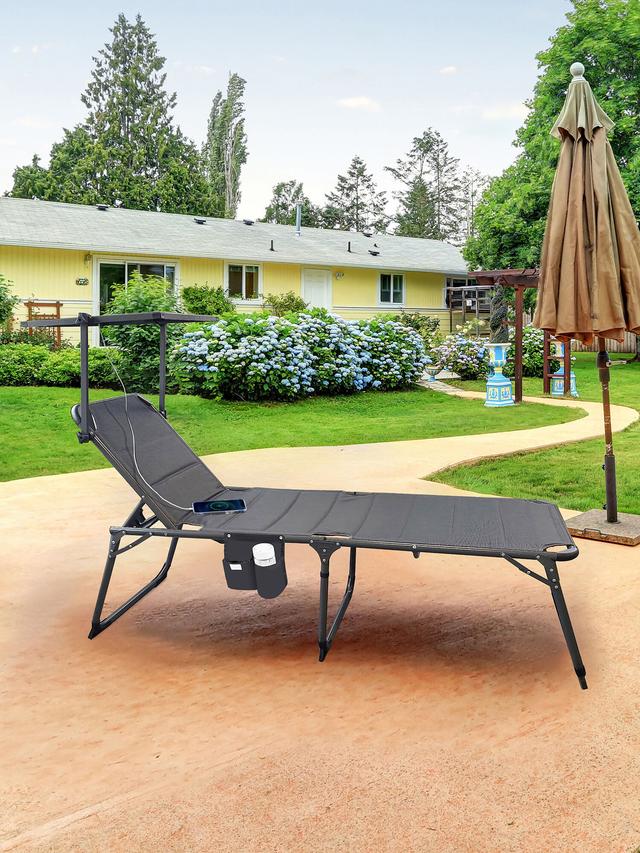 Produktbild von Technaxx Gartenliege mit Solarpanel "TX-275" mit Handy Ladestation, 20 W