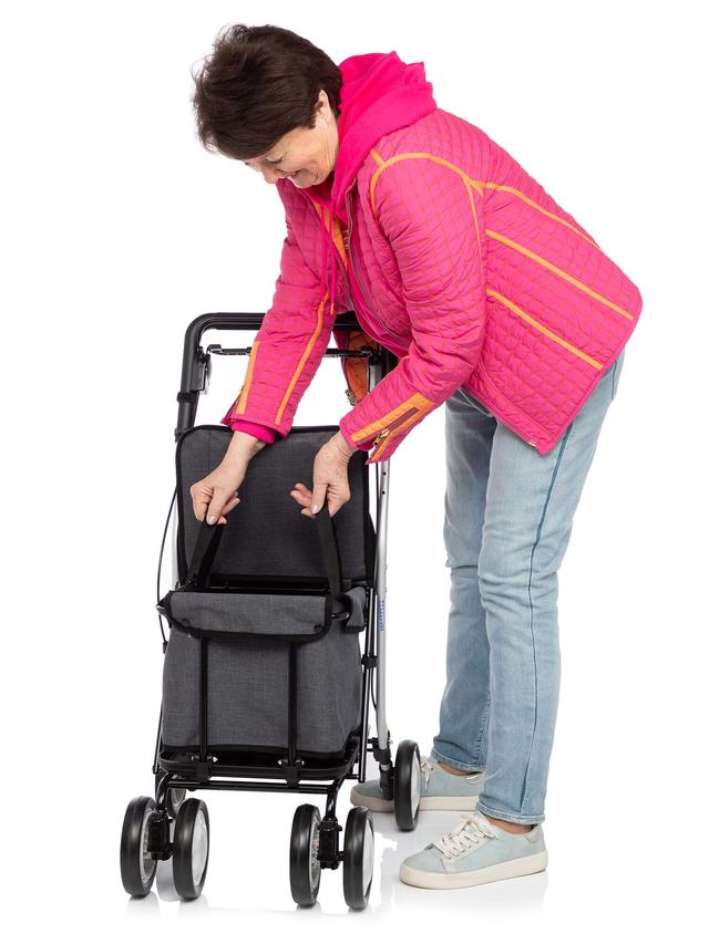 Produktbild von Rollator "Carry move" mit Einkaufstasche und Sitz, faltbar, 29 l