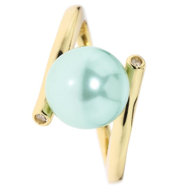 Produktbild von Croisé-Ring "Scala No. 4", Muschelkernperle, Zirkonia, vergoldet