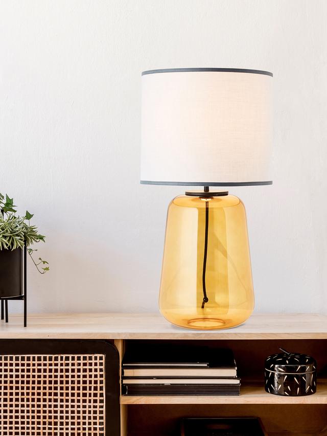 Produktbild von Tischlampe "Leonore" mit Glasfuß & Textilschirm, 56,5 cm