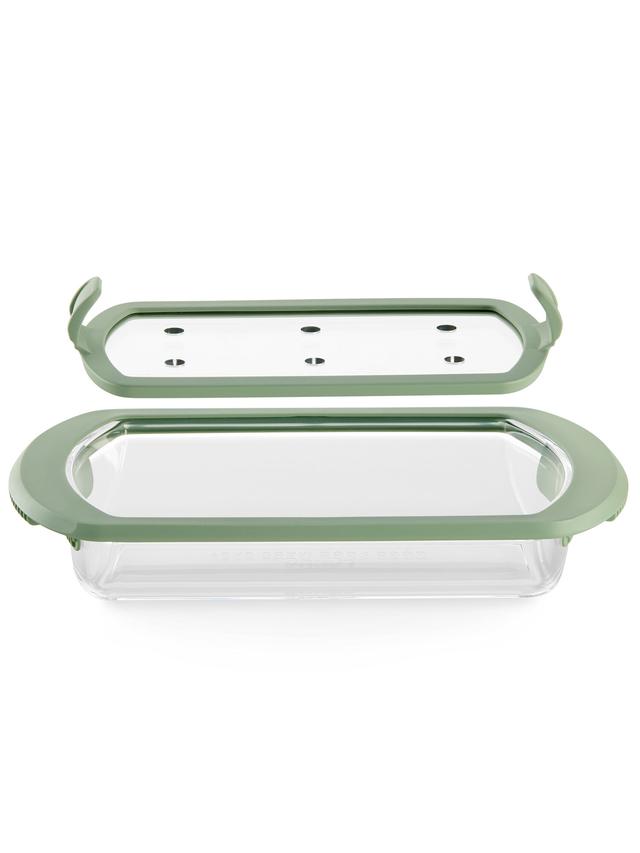Produktbild von Dampfbox aus Glas mit Deckel und Dampfventil, Mikrowelle und Backofen, schonendes Garen, 2 Portionen, 0,75 l