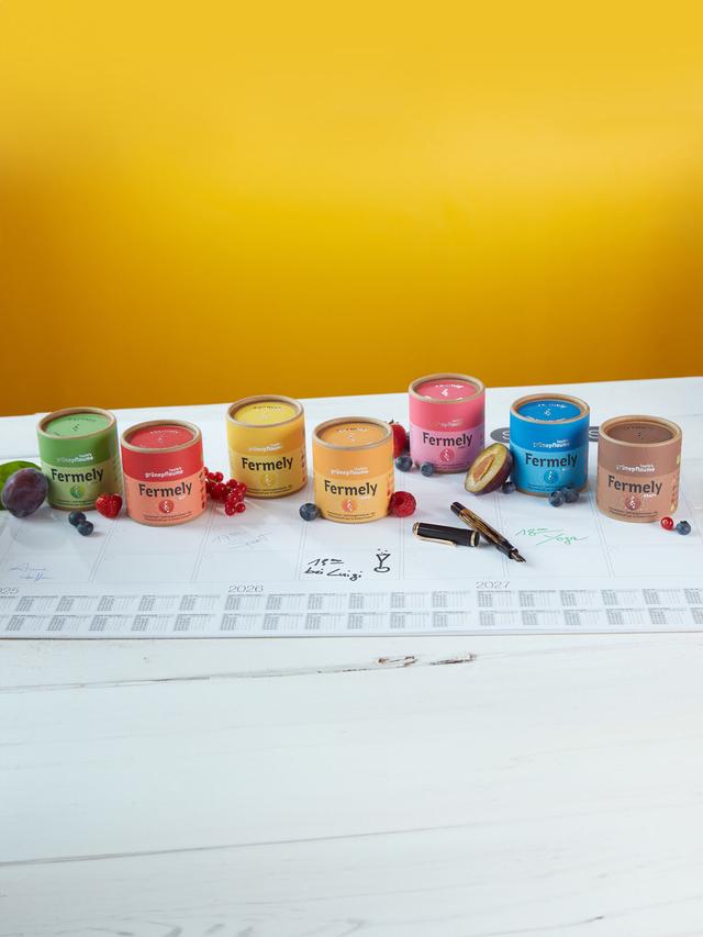 Produktbild von louie's grünepflaume Bio-Pulver-Set "Fermely" auf Basis fermentierter & gefriergetrockneter Obst-, Gemüse- und Pflanzenzutaten, 7x 70 g