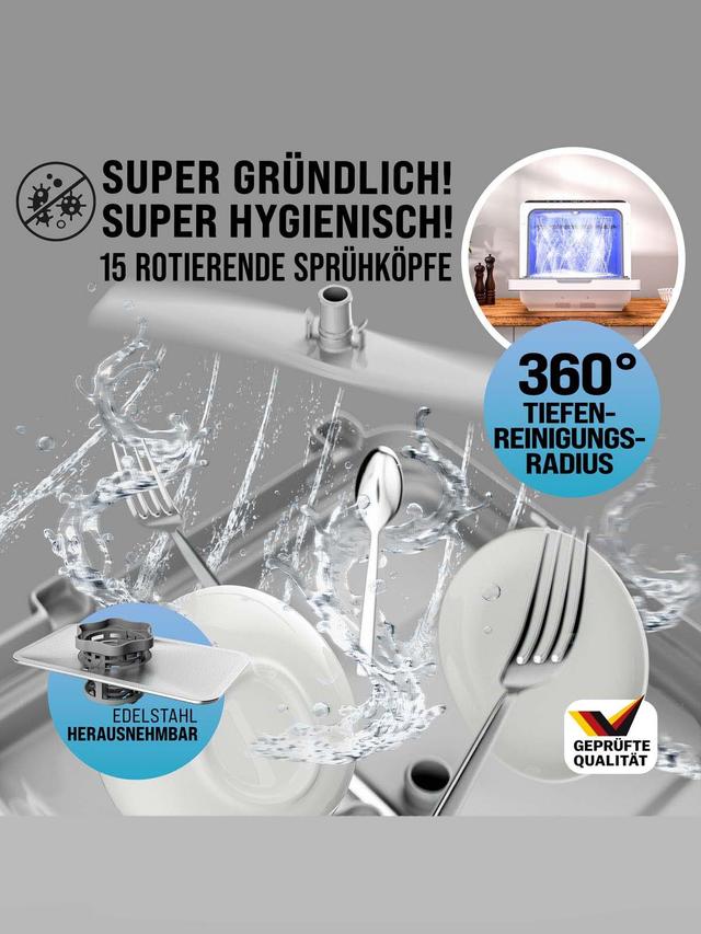 Produktbild von Mini Geschirrspüler für kleine Küche, mit Wassertank, 6 Programmen, 840 W