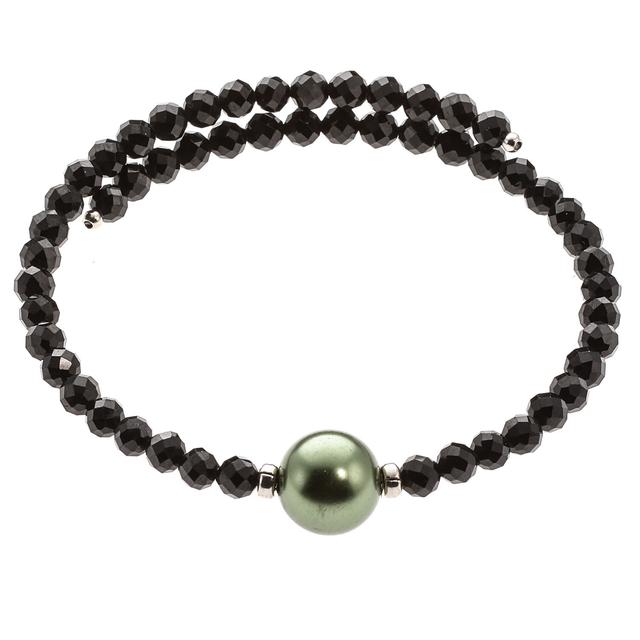 Produktbild von Wickel-Armband,1 Muschelkernperle, Black Spinell, ca. 25 ct.