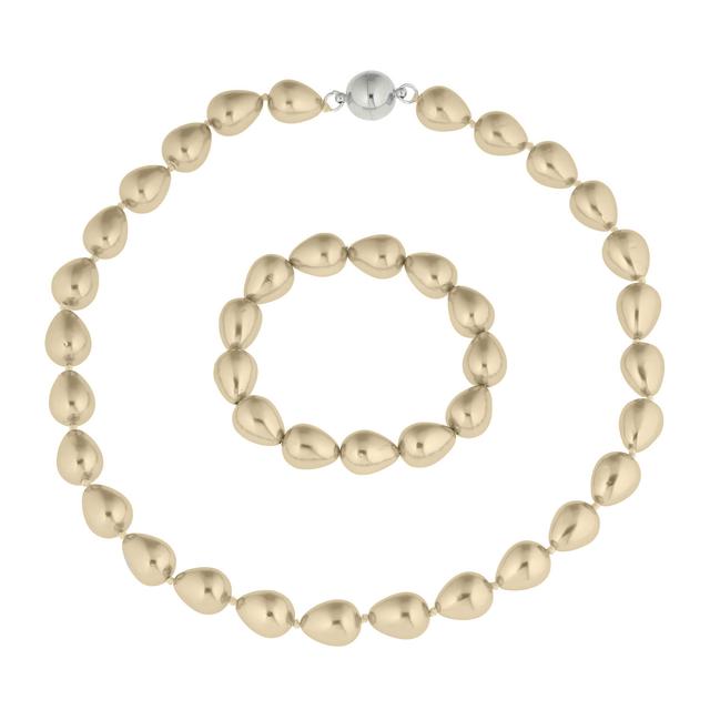 Produktbild von Collier & Armband, Muschelkernperlen, Tropfenform