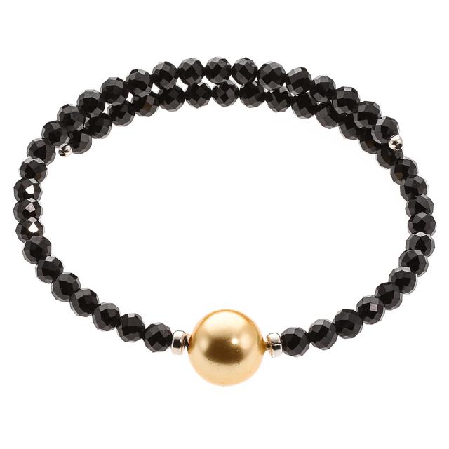 Produktbild von Wickel-Armband,1 Muschelkernperle, Black Spinell, ca. 25 ct.