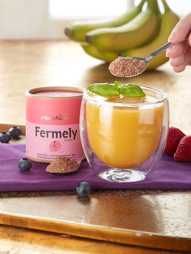 Produktbild von louie's grünepflaume Bio-Pulver-Set "Fermely" auf Basis fermentierter & gefriergetrockneter Obst-, Gemüse- und Pflanzenzutaten, 7x 70 g