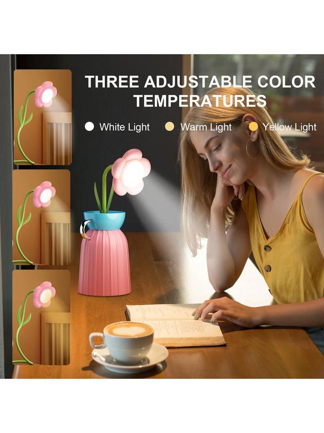 Produktbild von LED Tischleuchte Blume mit Vase, kabellos, dimmbar, 3 Lichtfarben, 167 g