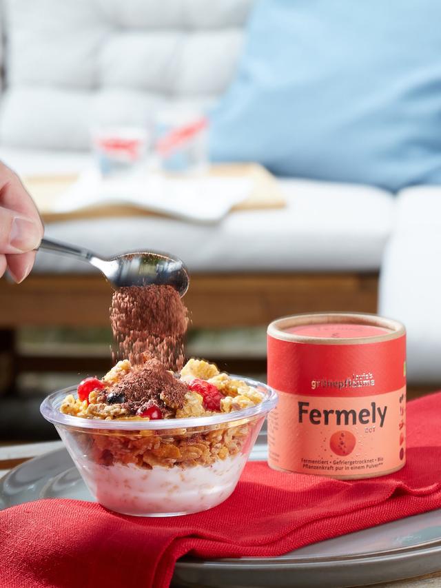 Produktbild von louie's grünepflaume Bio-Pulver-Set "Fermely" auf Basis fermentierter & gefriergetrockneter Obst-, Gemüse- und Pflanzenzutaten, 7x 70 g