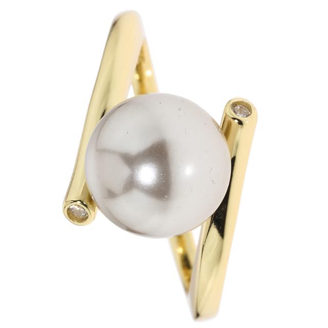 Produktbild von Croisé-Ring "Scala No. 4", Muschelkernperle, Zirkonia, vergoldet