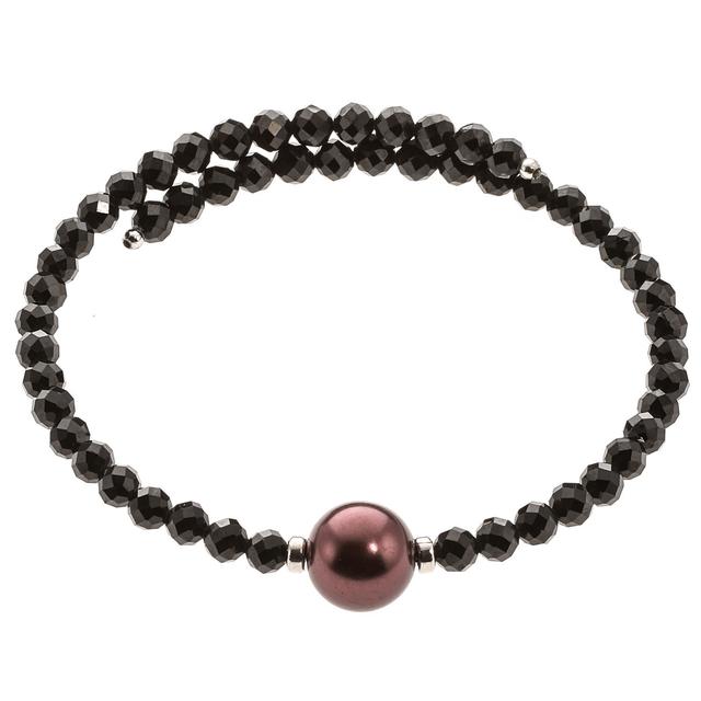 Produktbild von Wickel-Armband,1 Muschelkernperle, Black Spinell, ca. 25 ct.