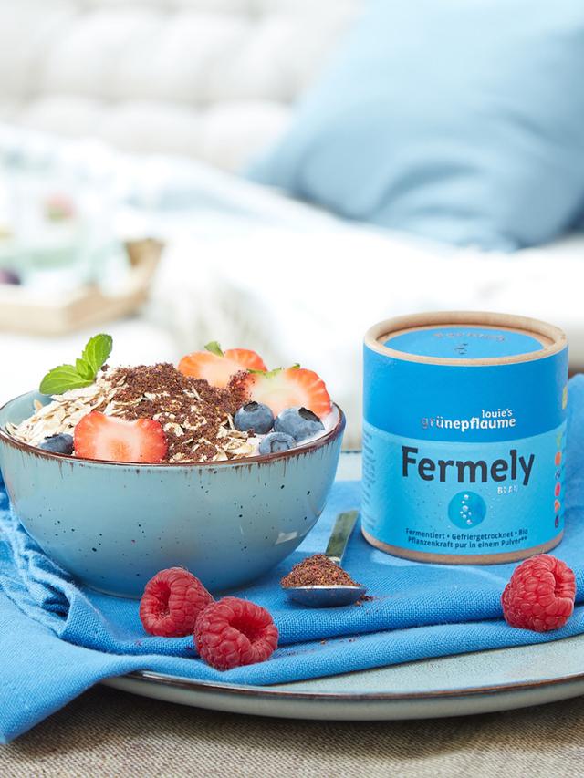 Produktbild von louie's grünepflaume Bio-Pulver-Set "Fermely" auf Basis fermentierter & gefriergetrockneter Obst-, Gemüse- und Pflanzenzutaten, 7x 70 g