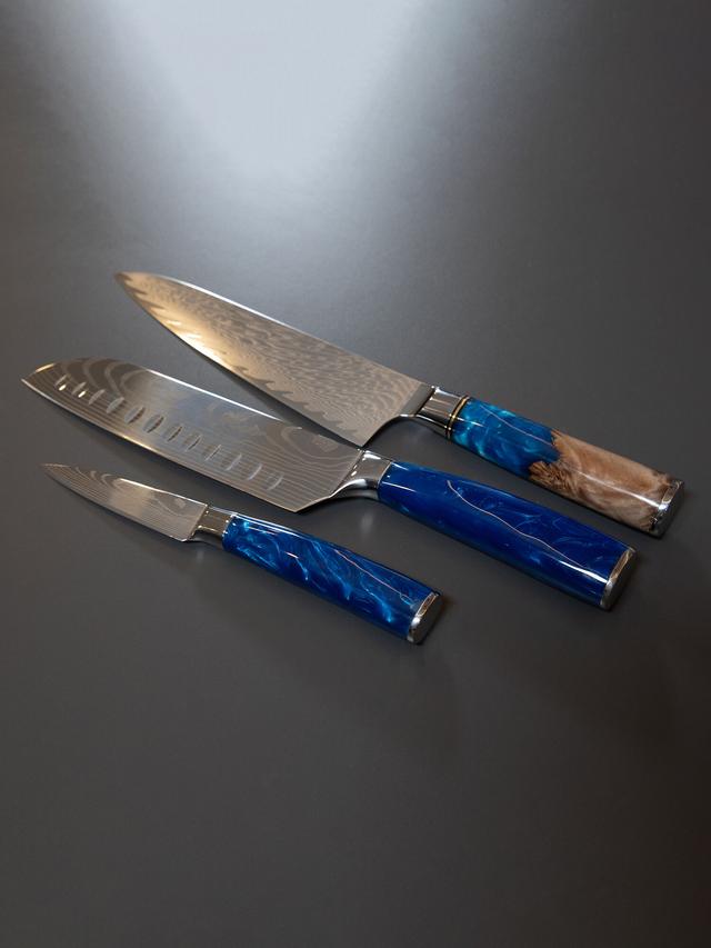 Produktbild von Damast Kochmesser "Mikkusu" inklusive Klingenschutz für dauerhafte Schärfe, 37,5 cm