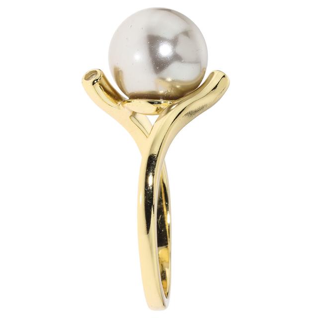 Produktbild von Croisé-Ring "Scala No. 4", Muschelkernperle, Zirkonia, vergoldet