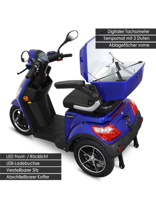 Produktbild von E-Trike "25 Pro" führerscheinfrei, ohne Helmpflicht, mit Straßenzulassung, 50 km Reichweite, bis zu 25 km/h, 1000 W