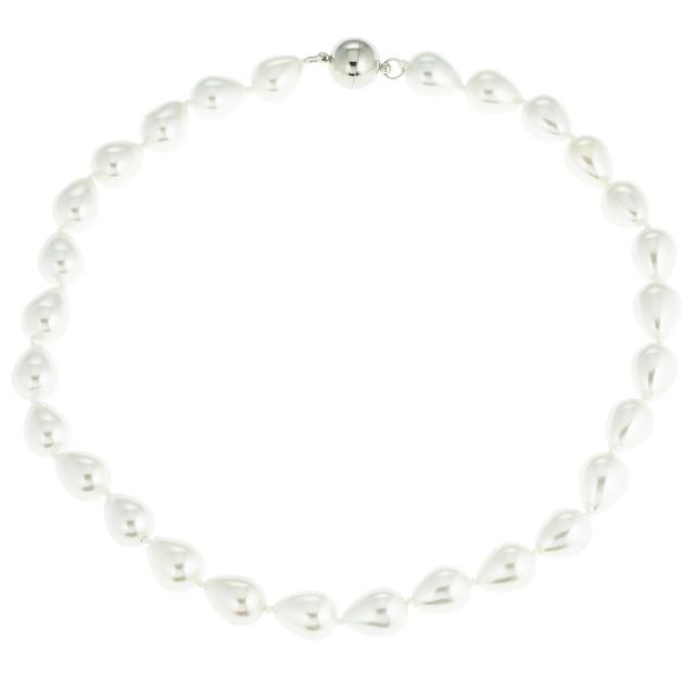 Produktbild von Collier & Armband, Muschelkernperlen, Tropfenform