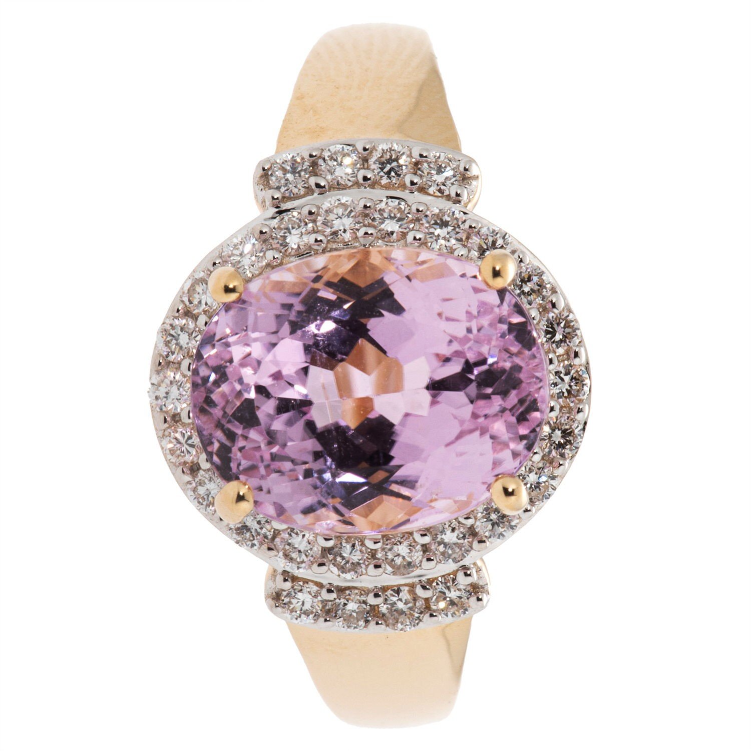 Kunzite gold top ring