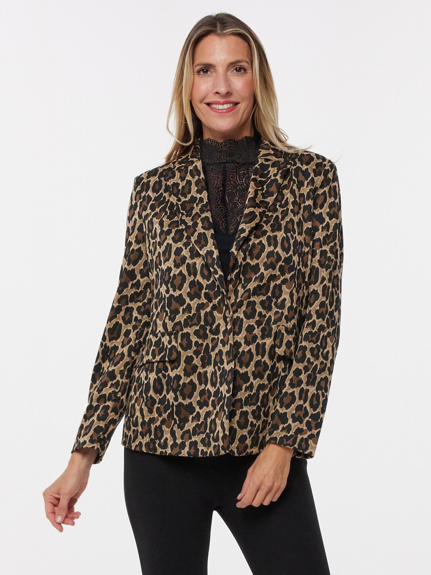 Ladies leopard print blazer outlet