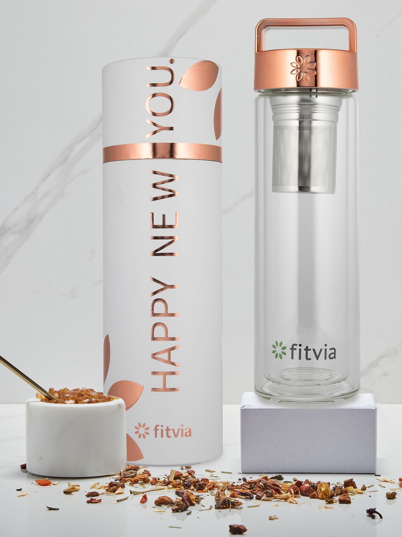 Rose gold thermo sale bottle fitvia
