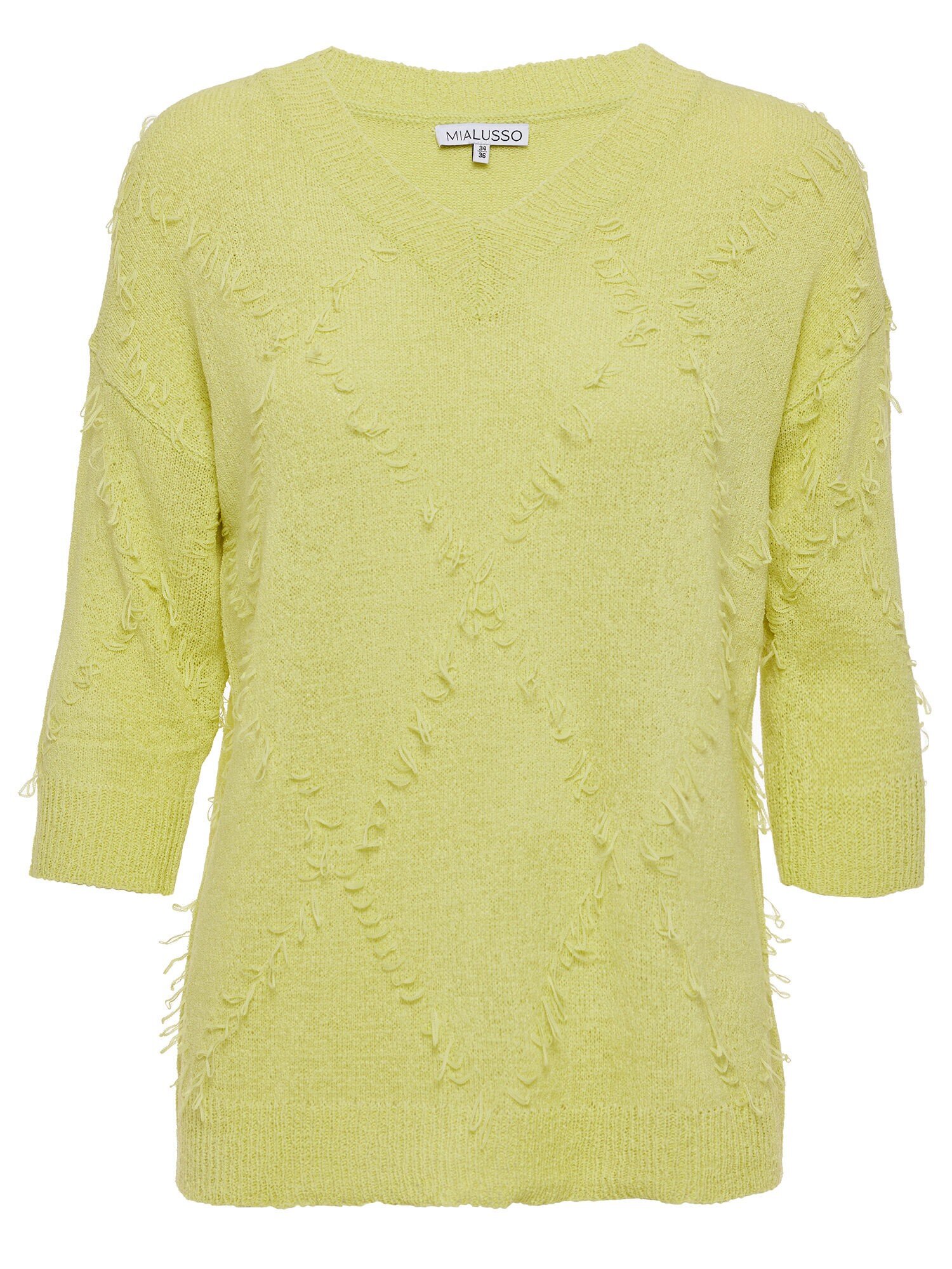 MIALUSSO Pullover Fransenraute mit V-Ausschnitt