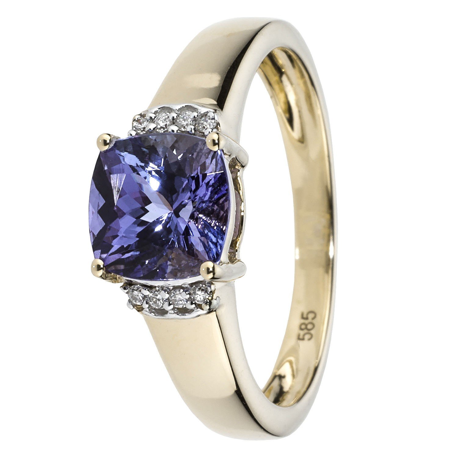 Ring Tansanit Aaa Brillanten Gold 585 Poliert Edelsteinzauber