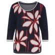 Feinstrick-Pullover mit Blütenintarsie