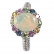 Entourage-Ring, Afrikanischer Opal, Silber 925 rhodiniert