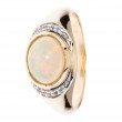 Entourage-Ring, Afrikanischer Opal, Zirkon, Silber 925 bicolor
