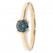 Solitär-Ring, Blauer Brillant, Zertifikat, Gold 585