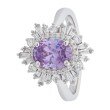 Design-Ring "Crystal Blossom", Zirkonia, Silber 925 rhodiniert