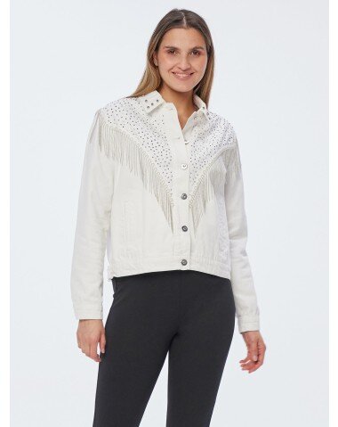 Jeansjacke Elvis mit Perlenfransen