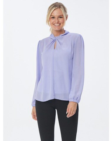 Bluse Stehkragen mit Knotendetail