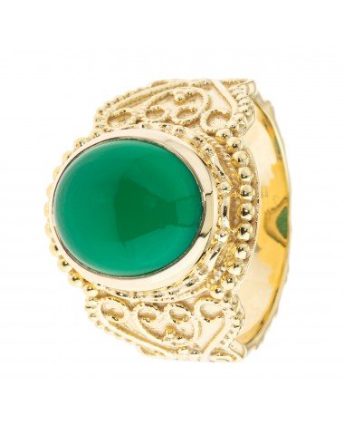 Band-Ring Chalzedon smaragdgrün, vergoldet
