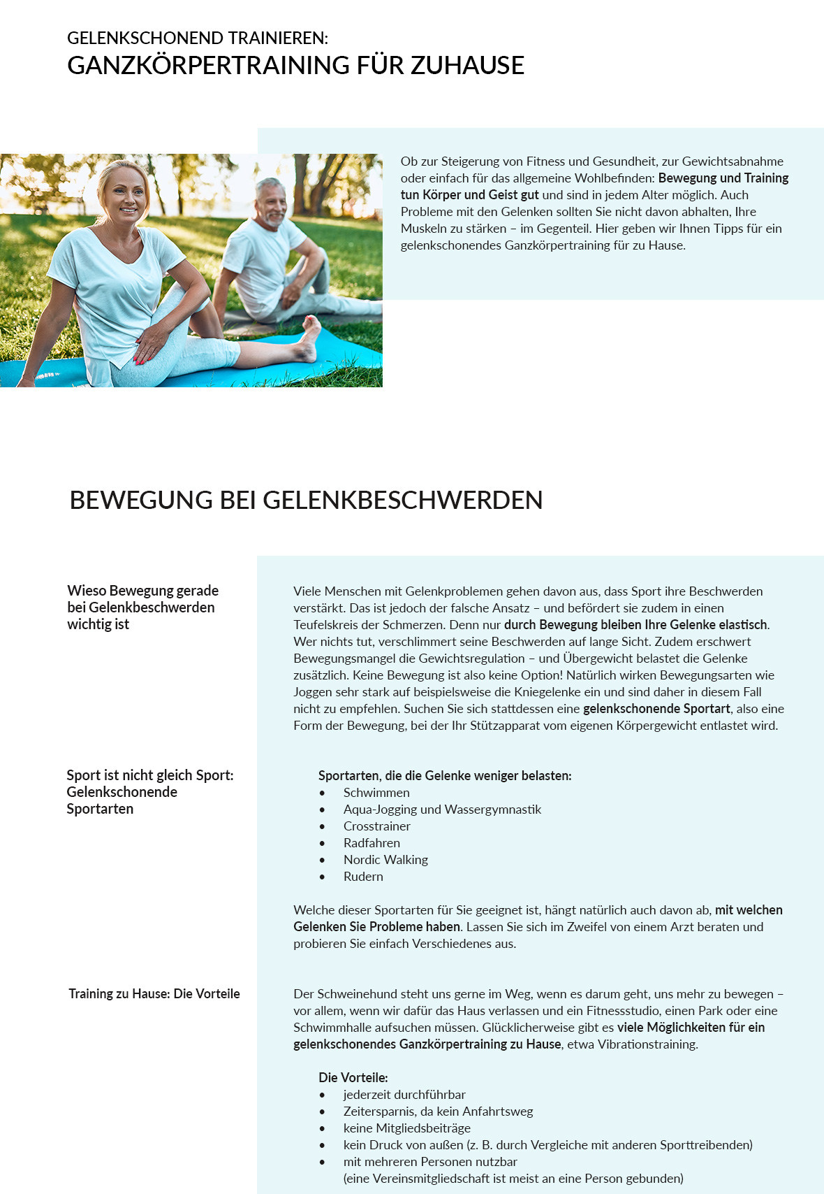 Gelenkschonend Trainieren